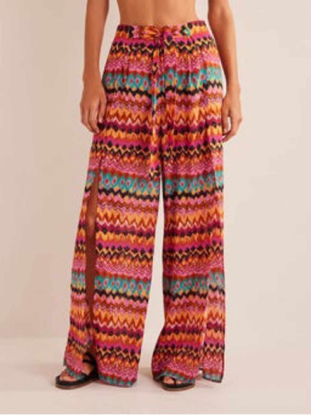 BODEN Pull On Side Split- Wide-Leg Printed Trouser Pants Sz XL BNWT